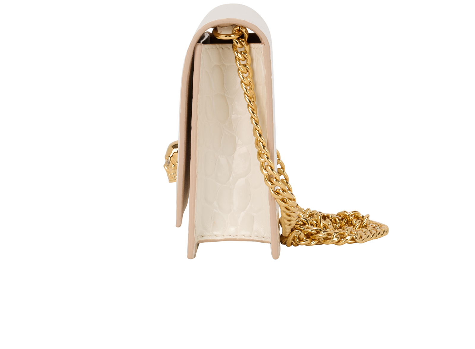 Small Croc Embossed Crossbody, &pound;395, Handbags, White, Leather, Bottom view